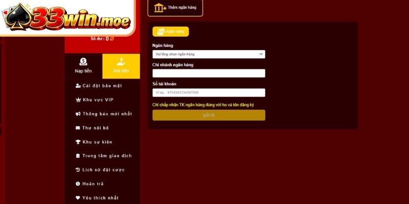 Các cách rút tiền 33Win đơn giản
