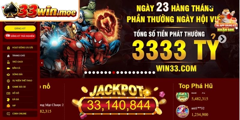 Thương hiệu 33Win nổi danh thị trường